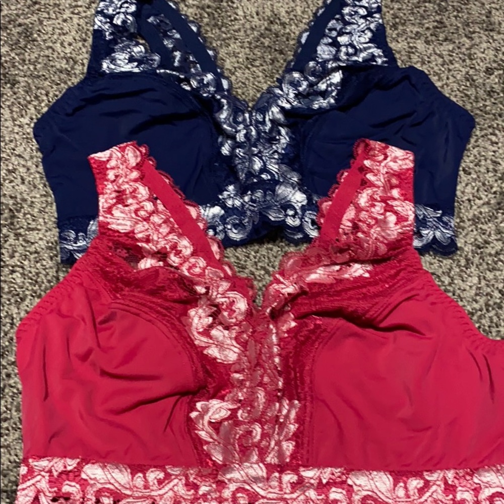 Breezies Soft Cup Wire Free Bra with Lace 2 pack